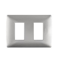 PLACA DE 2 MODULOS DE RESINA CON CHASIS QZ4803M2AAN PLATA MX BTICINO