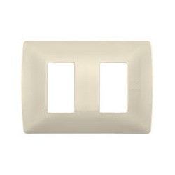 PLACA DE 2 MODULOS DE RESINA CON CHASIS QZ4803M2MA MARFIL MX BTICINO