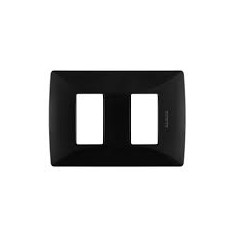 PLACA DE 2 MODULOS DE RESINA CON CHASIS QZ4803M2NR NEGRO MX BTICINO
