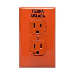 CONTACTO DUPLEX 15A COLOR NARANJA CON PLACA LEVITON